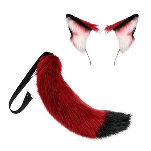 8974 2 Pcs Wolf Fox Ears And Tail Set Furry Therian Tail